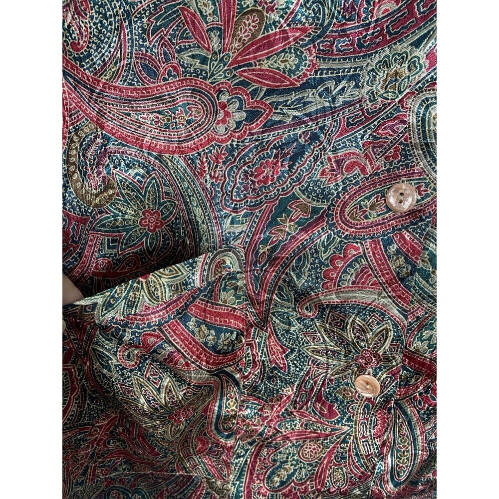 Victoria's Secret Vintage 90's Red Green Gold Paisley Night Shirt Size M - Picture 4 of 13